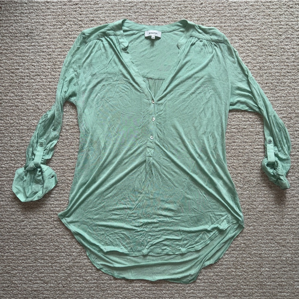Super soft mint green long sleeve blouse